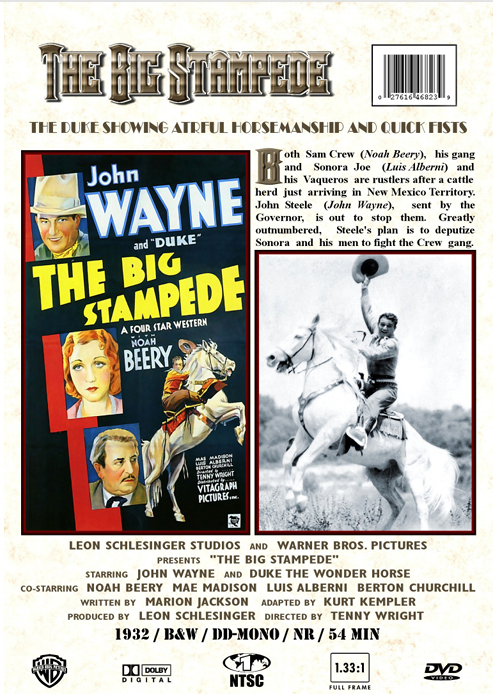 The Big Stampede on DVD, Drama, John Wayne, Noah Beery