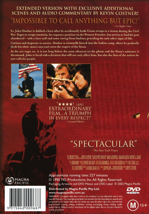 Dances with Wolves on DVD, Adventure, Kevin Costner, Mary McDonnell