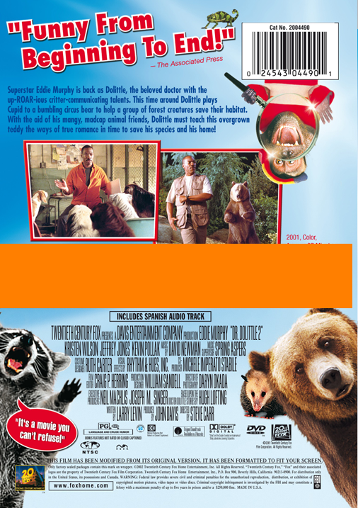 Dr. Dolittle 2 on DVD, Comedy, Eddie Murphy, Cedric The Entertainer