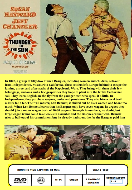 Thunder in the Sun on DVD, Action, Susan Hayward, Jeff Chandler