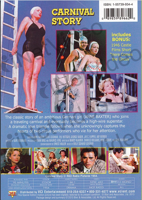 Carnival Story on DVD, Drama, Anne Baxter, Steve Cochran