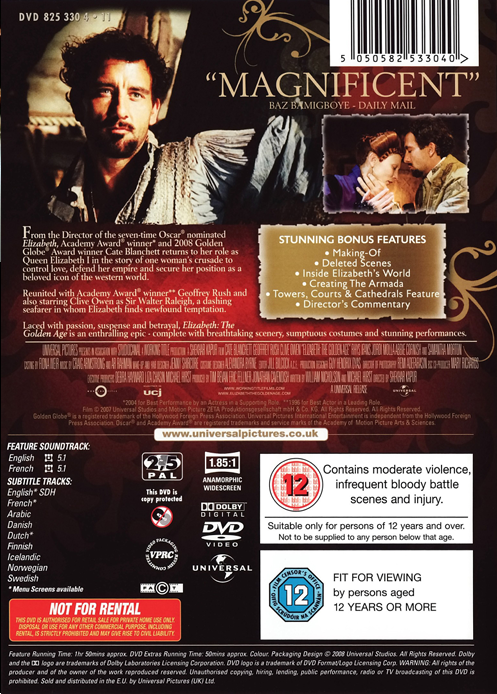 Elizabeth: The Golden Age on DVD, Drama, Cate Blanchett, Clive Owen