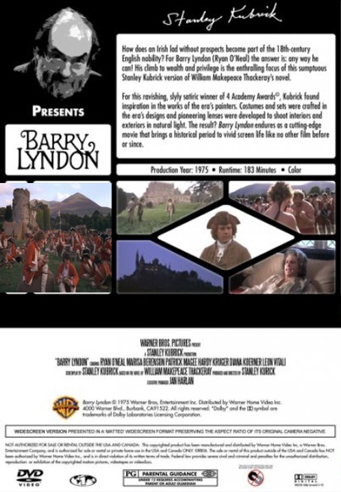 Barry Lyndon on DVD, Drama, Ryan O'Neal, Marisa Berenson