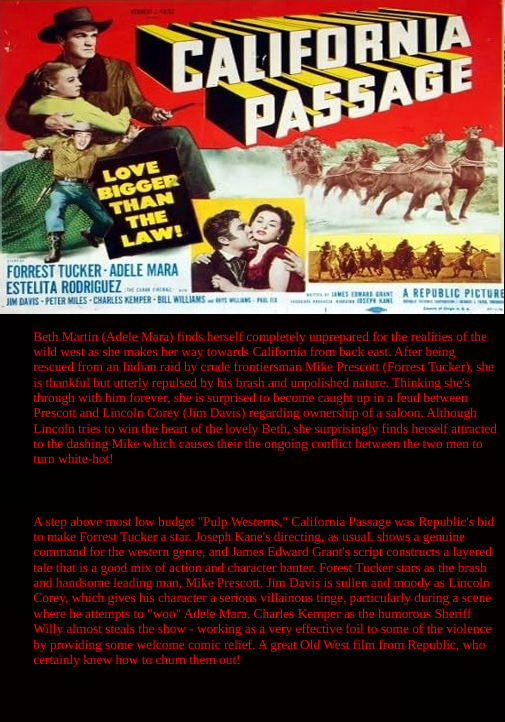 California Passage on DVD, Drama, Forrest Tucker, Adele Mara