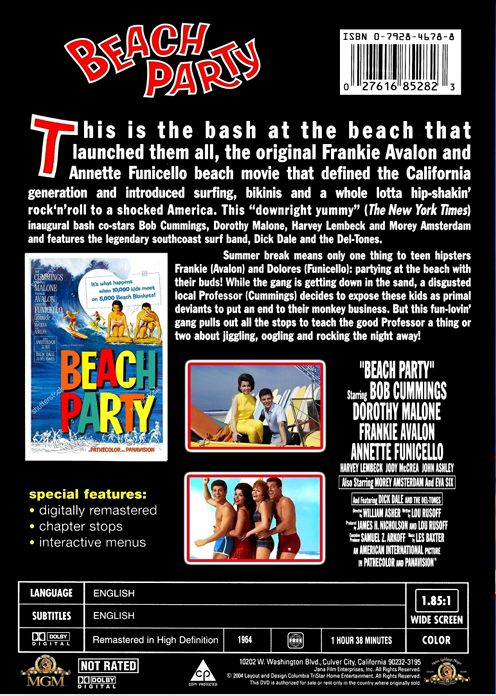 Beach Party on DVD, Comedy, Robert Cummings, Dorothy Malone