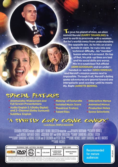 What Planet Are You From? on DVD, Comedy, Garry Shandling, Annette Bening