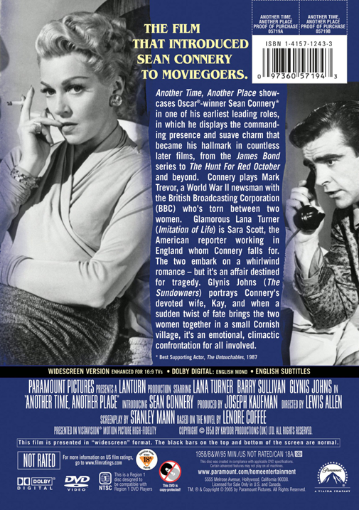 Another Time, Another Place on DVD, Drama,  Lana Turner, Barry Sullivan
