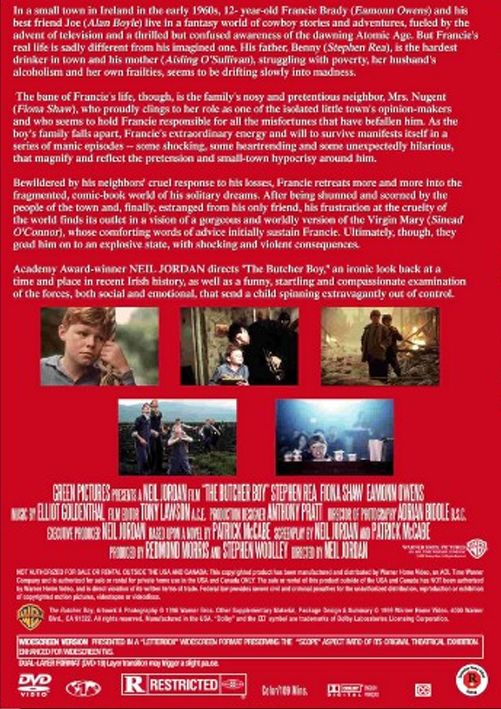 The Butcher Boy on DVD, Comedy,  Stephen Rea, Fiona Shaw