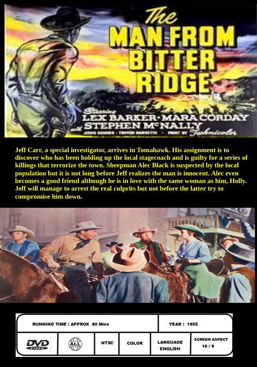 The Man from Bitter Ridge on DVD, Drama, Lex Barker, Mara Corday