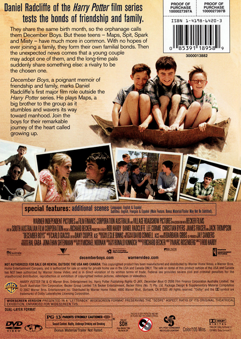 December Boys on DVD, Drama,  Daniel Radcliffe, Teresa Palmer