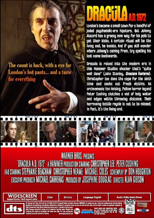 Dracula A.D. 1972 on DVD, Horror, Christopher Lee, Peter Cushing