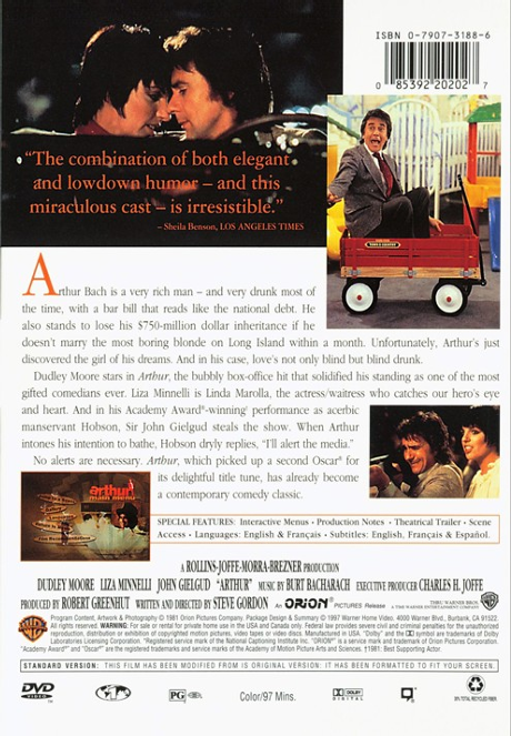 Arthur on DVD, Comedy,  Dudley Moore, Liza Minnelli