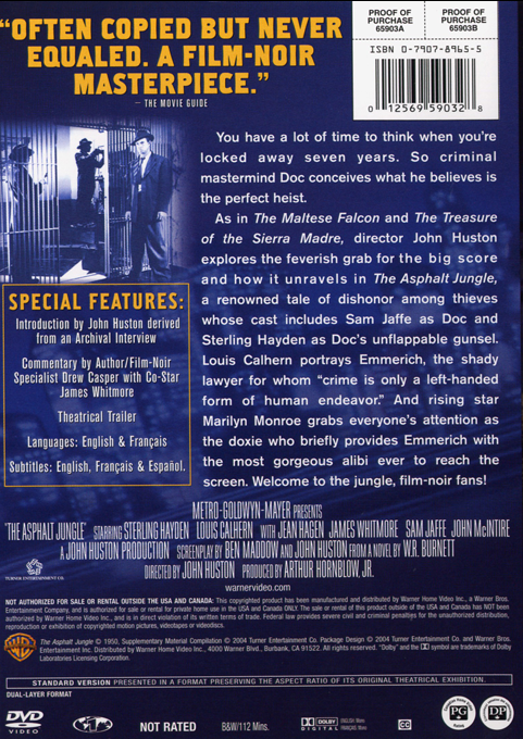 The Asphalt Jungle on DVD, Crime, Sterling Hayden, Louis Calhern