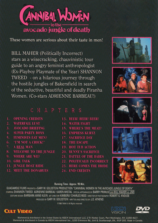 Cannibal Women in the Avocado Jungle of Death on DVD, Action,Shannon Tweed, Bill Maher