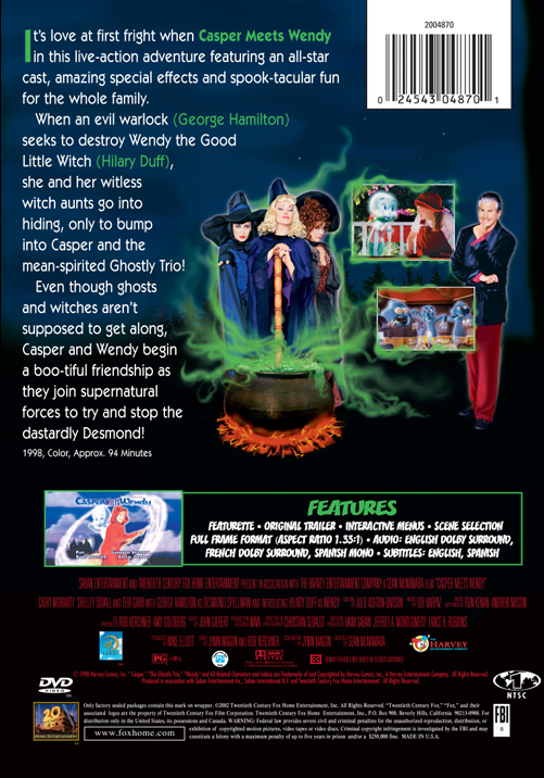 Casper Meets Wendy on DVD, Animation, Cathy Moriarty, Shelley Duvall)