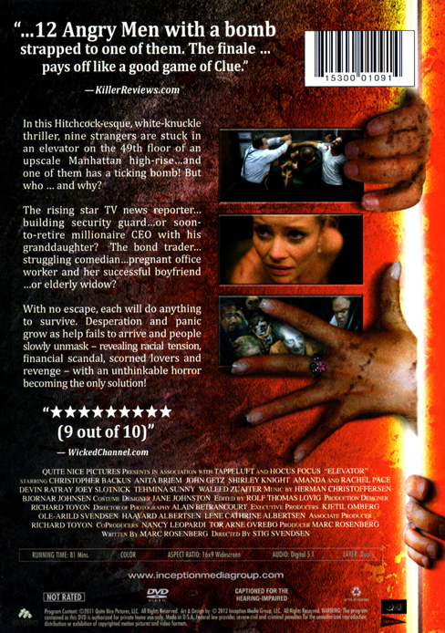 Elevator on DVD, Horror, Christopher Backus, Aníta Briem