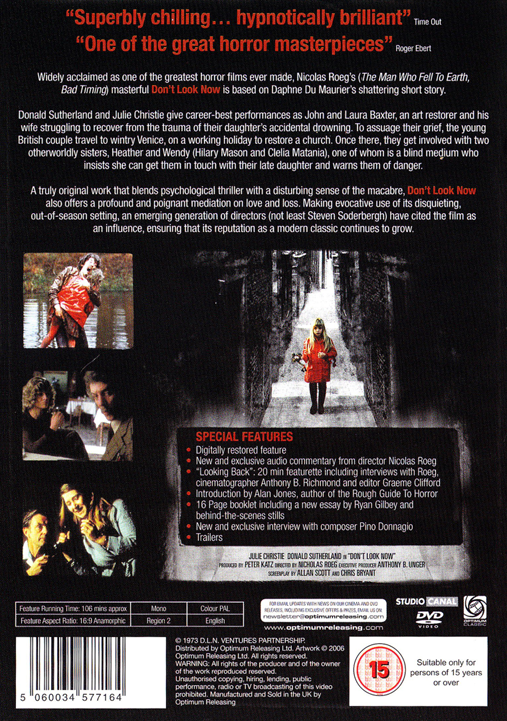 Don't Look Now on DVD, Horror, Julie Christie, Donald Sutherland