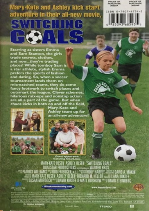 Screenshot from "Switching Goals" DVD featuring Mary-Kate and Ashley Olsen, a family movie from rareandcollectibledvds.