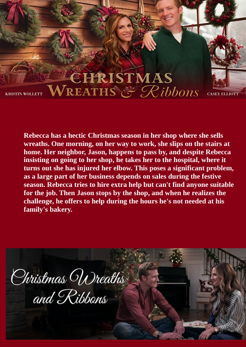 Christmas Wreaths and Ribbons on DVD, Romance, Kristin Wollett, Casey Elliott