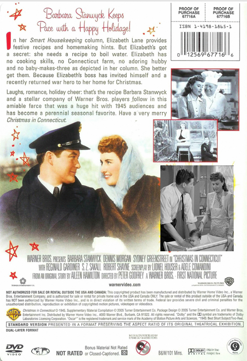 Christmas in Connecticut on DVD, Comedy, Barbara Stanwyck, Dennis Morgan