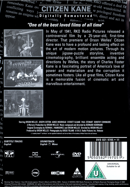 Citizen Kane on DVD, Drama, Orson Welles, Joseph Cotten