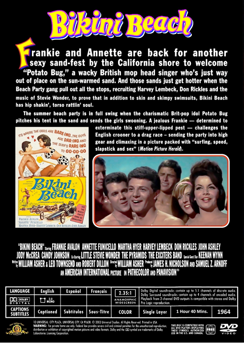 Bikini Beach on DVD, Comedy, Frankie Avalon, Annette Funicello