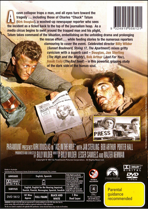 Ace in the Hole on DVD, Drama, Kirk Douglas, Jan Sterling