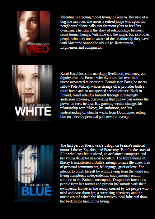 Three Colors Trilogy, Red, Blue, White on DVD, Drama, Juliette Binoche