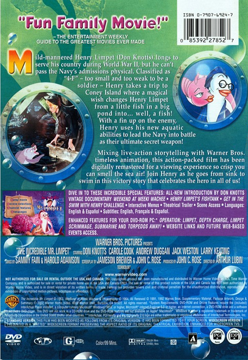 The Incredible Mr. Limpet on DVD, Comedy, Don Knotts, Carole Cook