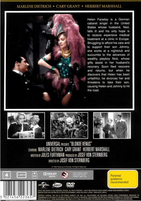 Blonde Venus on DVD, Drama, Marlene Dietrich, Cary Grant