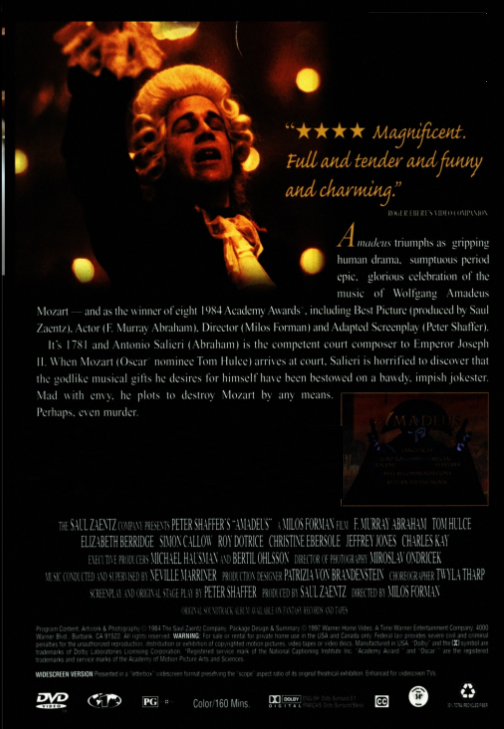 Amadeus on DVD, Biography, F. Murray Abraham, Tom Hulce