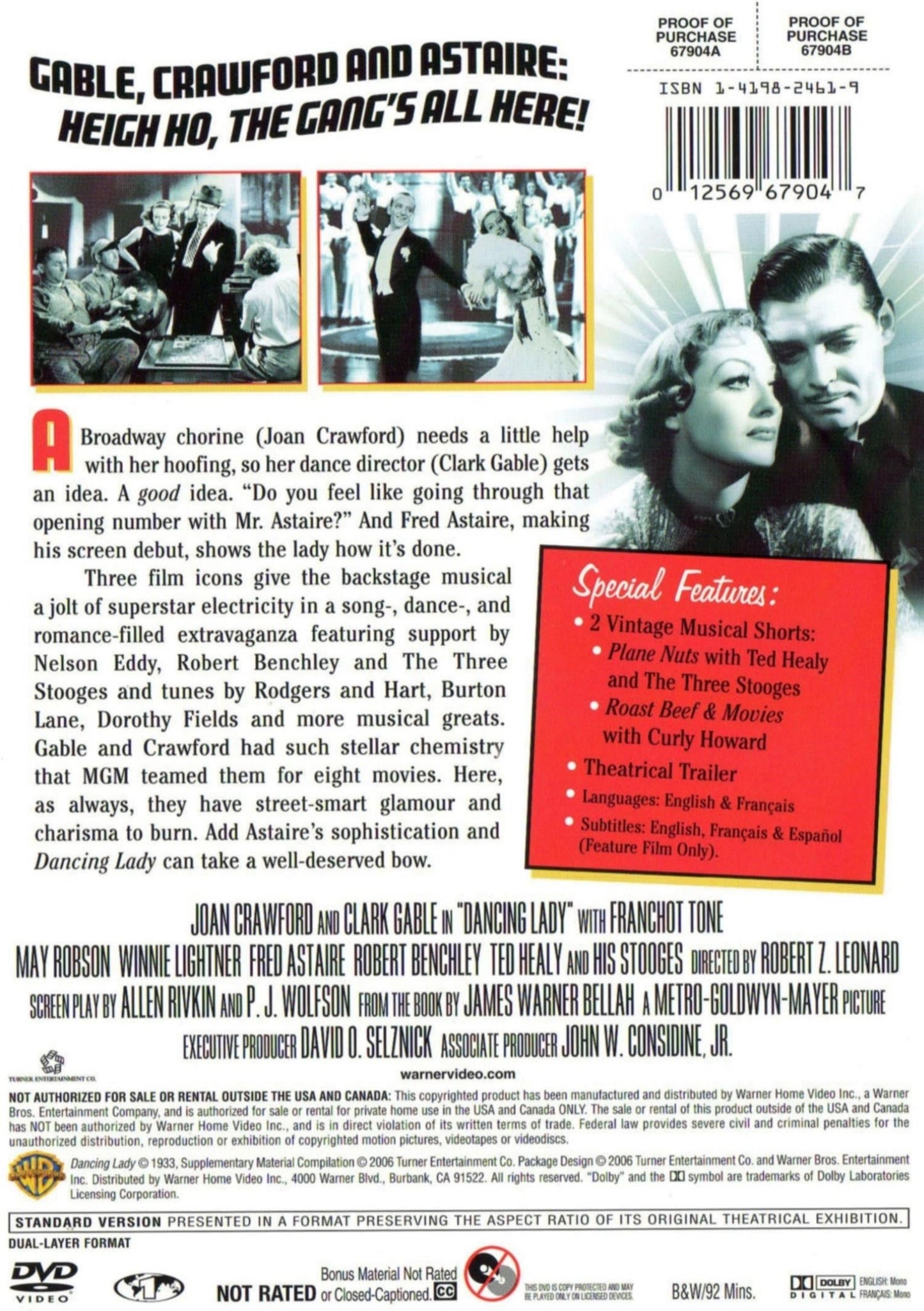 Dancing Lady on DVD, Comedy, Clarke Gable, Joan Crawford